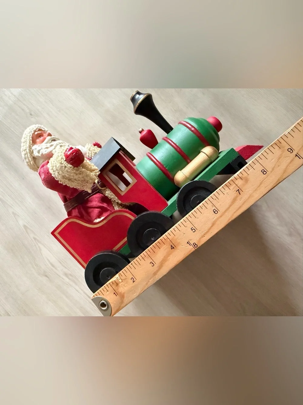Vintage Wooden Santa Train Paper Mache Santa Locomotive